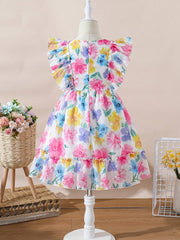 Girls Floral Ruffle Dress | Kids Summer Style Trendy
