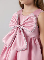 Elegant  Satin Bow Dress for Girls