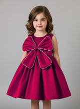 Elegant  Satin Bow Dress for Girls