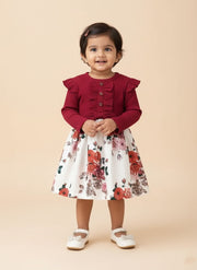 Baby Girl Floral & Ribbed Dress Set