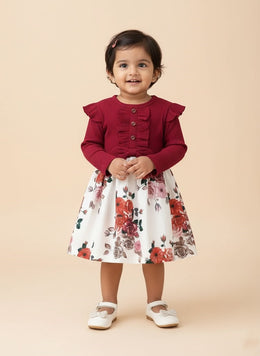 Baby Girl Floral & Ribbed Dress Set