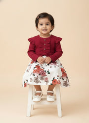 Baby Girl Floral & Ribbed Dress Set