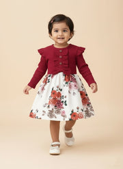 Baby Girl Floral & Ribbed Dress Set
