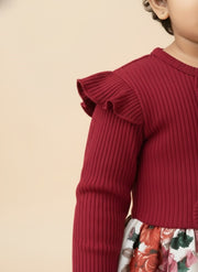 Baby Girl Floral & Ribbed Dress Set