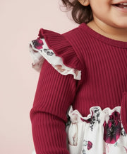 Girl Bunny & Floral Ruffled Dress