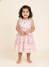 Pink Floral Tiered Dress for Baby Girls