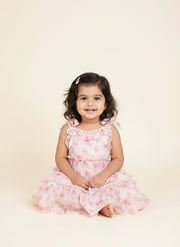 Pink Floral Tiered Dress for Baby Girls