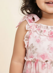Pink Floral Tiered Dress for Baby Girls