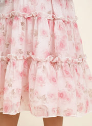 Pink Floral Tiered Dress for Baby Girls