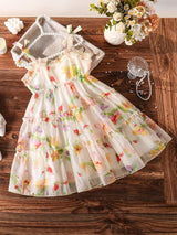 Trendy Collection Girls Floral Tiered Dress - Kids Fashion