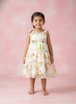 Girls Floral Tiered Dress - Kids Fashion