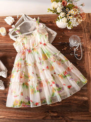 Trendy Collection Girls Floral Tiered Dress - Kids Fashion