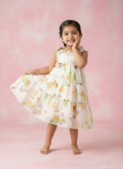 Trendy Collection Girls Floral Tiered Dress - Kids Fashion