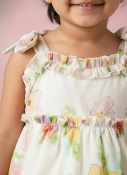 Girls Floral Tiered Dress - Kids Fashion