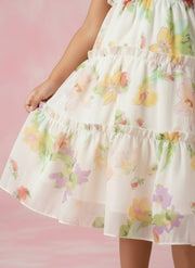 Trendy Collection Girls Floral Tiered Dress - Kids Fashion