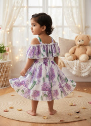 Girl Lavender Floral Ruffle Dress