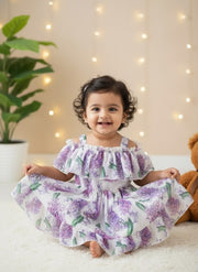 Girl Lavender Floral Ruffle Dress