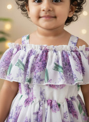 Girl Lavender Floral Ruffle Dress