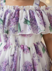 Girl Lavender Floral Ruffle Dress