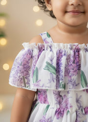 Girl Lavender Floral Ruffle Dress