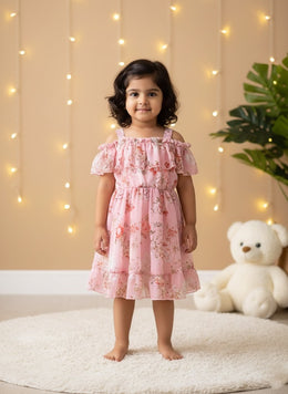 Pitch Floral Off-Shoulder Dress for Toddler Girls