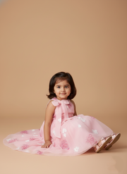 Sweet Pink Floral Halter Dress for Girls