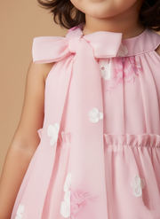 Sweet Pink Floral Halter Dress for Girls