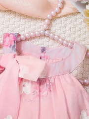 Sweet Pink Floral Halter Dress for Girls trendy Collection
