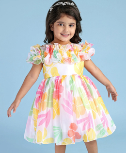Floral Printed Ruffle Sleeve Frock for Baby Girls Trendy Collection