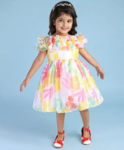 Floral Printed Ruffle Sleeve Frock for Baby Girls Trendy Collection