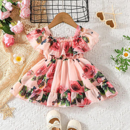 Baby Girl Pitch Floral Ruffle Dress Trendy Collection