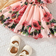 Baby Girl Pitch Floral Ruffle Dress Trendy Collection