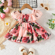 Baby Girl Pitch Floral Ruffle Dress Trendy Collection