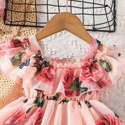Baby Girl Pitch Floral Ruffle Dress Trendy Collection
