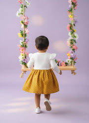 Baby Girl Fashion | Mustard Polka Dot Dress