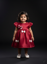 Little Girl in Red Bow Dress