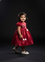 Little Girl in Red Bow Dress