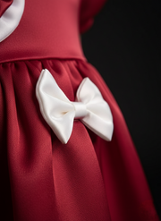 Little Girl in Red Bow Dress