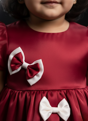 Little Girl in Red Bow Dress