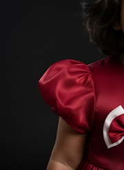 Little Girl in Red Bow Dress