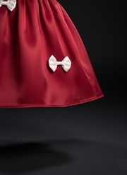 Little Girl in Red Bow Dress