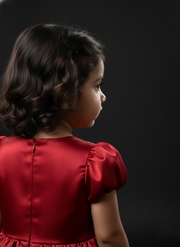 Little Girl in Red Bow Dress