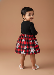 Baby Holiday Plaid Snowflake Dress