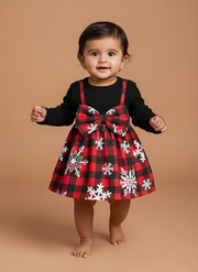Baby Holiday Plaid Snowflake Dress