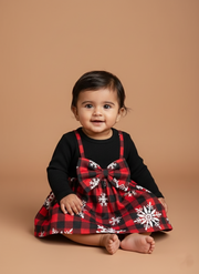 Baby Holiday Plaid Snowflake Dress