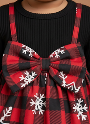 Baby Holiday Plaid Snowflake Dress