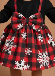Baby Holiday Plaid Snowflake Dress