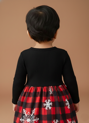 Baby Holiday Plaid Snowflake Dress
