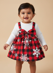 Baby Plaid Snowflake Christmas Dress