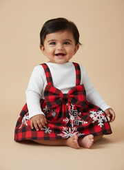 Baby Plaid Snowflake Christmas Dress